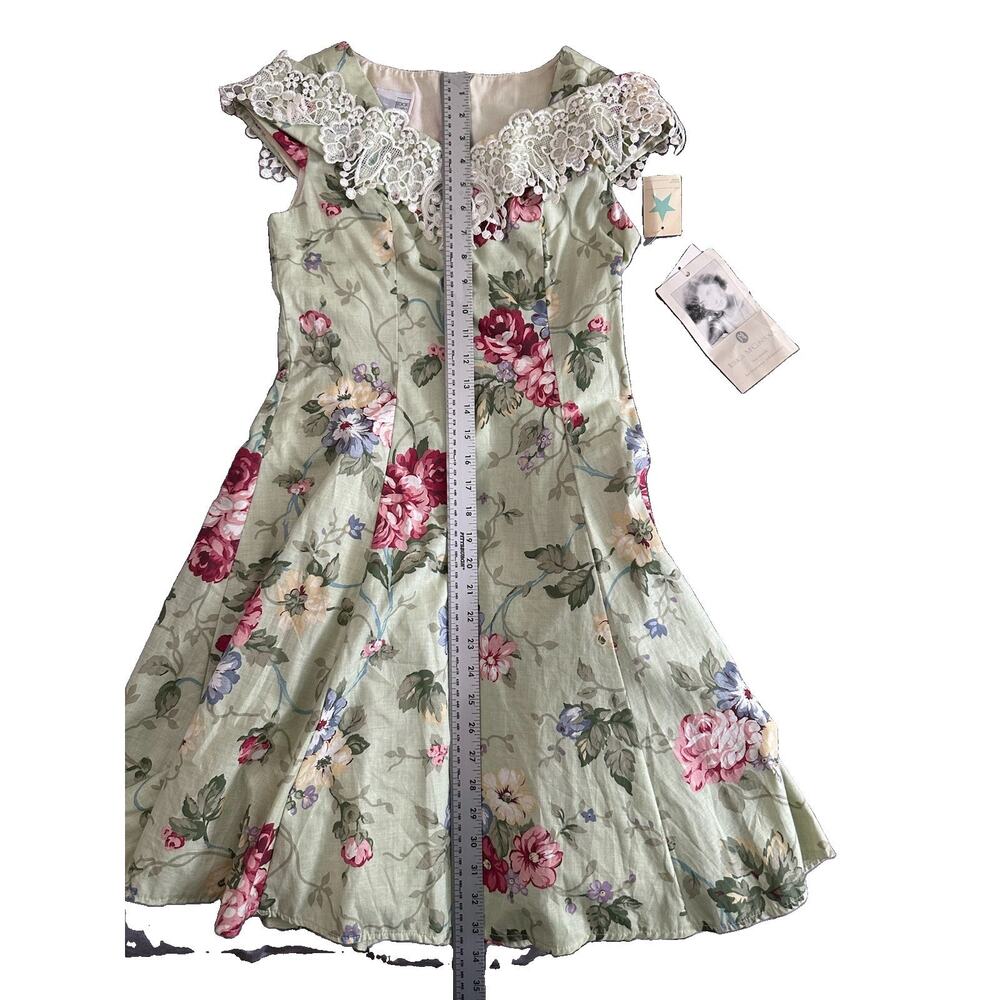 Vintage Jessica McClintock Cotton & Lace Floral Girls Dress 14 Cottagecore NWT - Picture 9 of 12